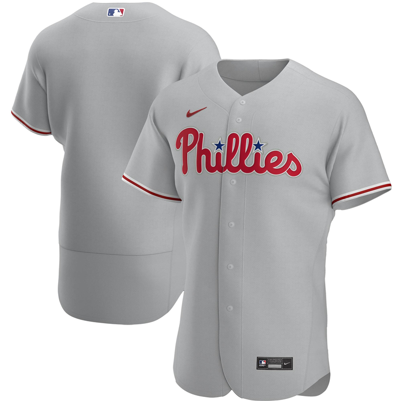 2020 MLB Men Philadelphia Phillies Nike Gray Road 2020 Authentic Official Team Jersey 1